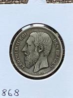 2 fr 1868 zilver Leopold 2, Zilver, Ophalen of Verzenden, Losse munt, Zilver