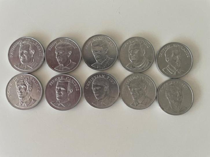 10 STUKS BP Reclame Medaillons 1970 Belgische Sport Cracks, Verzamelen, Merken en Reclamevoorwerpen, Gebruikt, Reclamebord, Ophalen of Verzenden