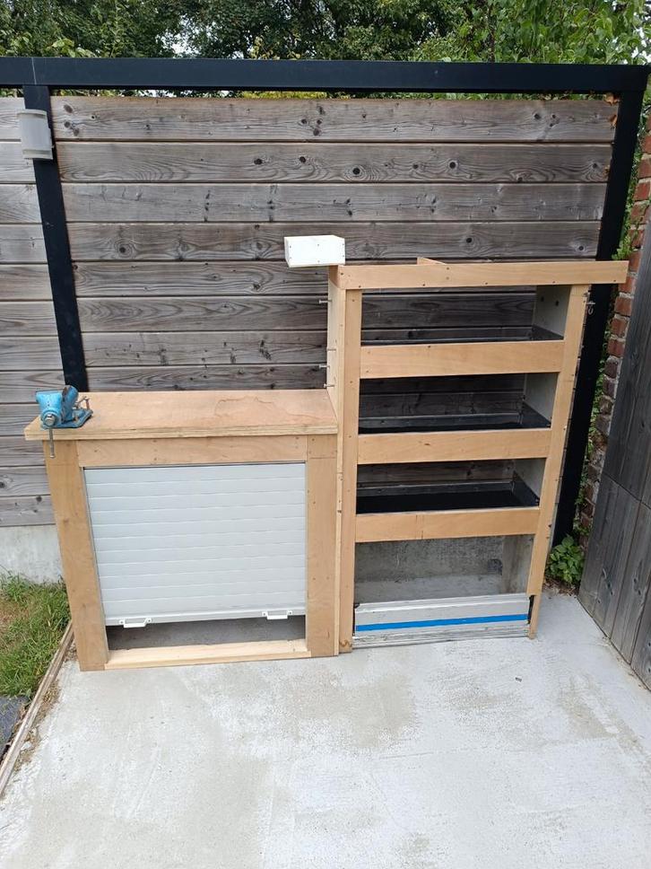 Bedrijfswageninrichting met werkbank en bankschroef, Auto diversen, Bagagerekken, Gebruikt, Ophalen