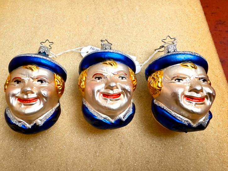 Vintage glazen INGE-GLAS Kerstballen Matrozenhoofdjes, Diversen, Kerst, Zo goed als nieuw, Ophalen of Verzenden