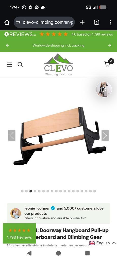 CLEVO DOOR: Doorway Hangboard Pull-up Bar, Sport en Fitness, Fitnessapparatuur, Nieuw, Ophalen