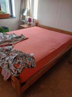 lit 2 personne + sommier matelat + 2 table de nuit, Ophalen, Gebruikt, Bruin, Tweepersoons