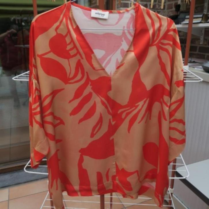 Oversized blouse boxstyle v-hals ottod'Ame mt 42-44, Kleding | Dames, Blouses en Tunieken, Zo goed als nieuw, Maat 42/44 (L), Oranje