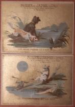 Vintage 2 vergulde Litho's Perles du Japon / Paris rond 1890, Verzenden