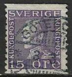 Zweden 1920/1924 - Yvert 128 - Koning Gustav V (ST), Timbres & Monnaies, Timbres | Europe | Scandinavie, Suède, Affranchi, Envoi