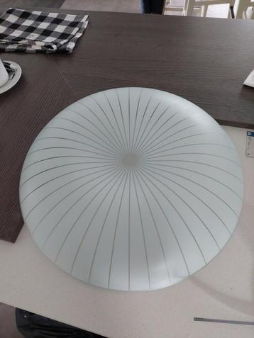Glazen plafondlamp 50 cm diam. + mat witte decoratie 3 lampe beschikbaar voor biedingen