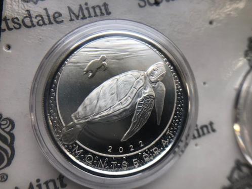 2022 Montserrat - Sea Turtle zeeschildpad - 1 oz silver, Postzegels en Munten, Munten | Oceanië, Losse munt, Zilver, Ophalen of Verzenden