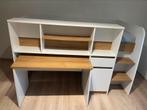 Halfhoogslaper wit/eik met bureau - 2 stuks, Kinderen en Baby's, Kinderkamer | Stapelbedden en Hoogslapers, Ophalen, Zo goed als nieuw