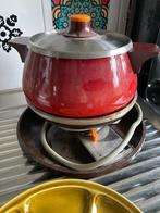 Vintage fondue set met borden, Huis en Inrichting, Ophalen, Overige materialen, Gebruikt, Bord(en)