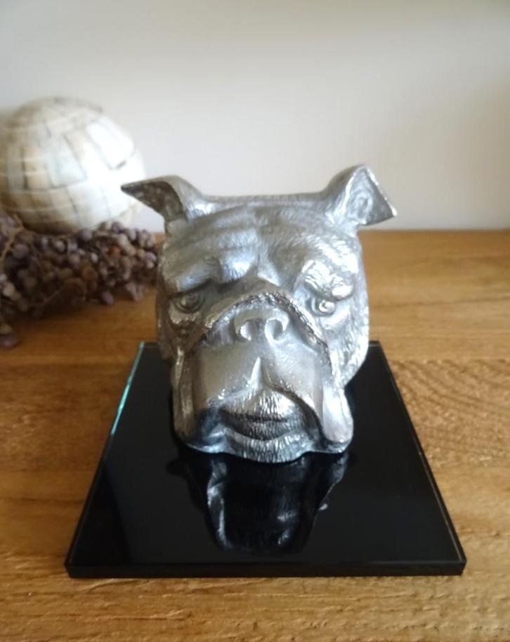 Boxer, Mastiff, hondekop op glas. Weegt 1,880 kg, Verzamelen, Beelden en Beeldjes, Zo goed als nieuw, Dier, Ophalen of Verzenden