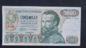 Billet Belgique 5000 francs Vesale, Enlèvement ou Envoi