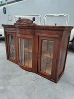 ANTIEKE wandvitrine / buffet bovenkast – Massief hout – Glas, Antiek en Kunst, Ophalen of Verzenden