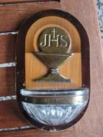 Baril d'eau bénite ancien sur support en bois avec finition, Antiquités & Art, Enlèvement ou Envoi