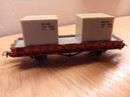 platte wagon Piko met 2 kleine containers beladen  HO, Enlèvement ou Envoi, Wagon, Piko