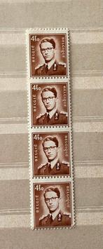 4 timbres 4,5 f brun Baudouin Belgique 1957, Ophalen of Verzenden