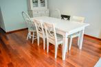 Witte houten tafel met 6 stoelen, Huis en Inrichting, Ophalen, Klassiek, 200 cm of meer, 50 tot 100 cm
