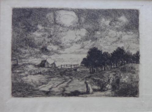 JAKOB SMITS / ACHTERBOSCH / ZW-W ETS / 24x30cm / PASSE, Antiek en Kunst, Kunst | Litho's en Zeefdrukken, Ophalen of Verzenden