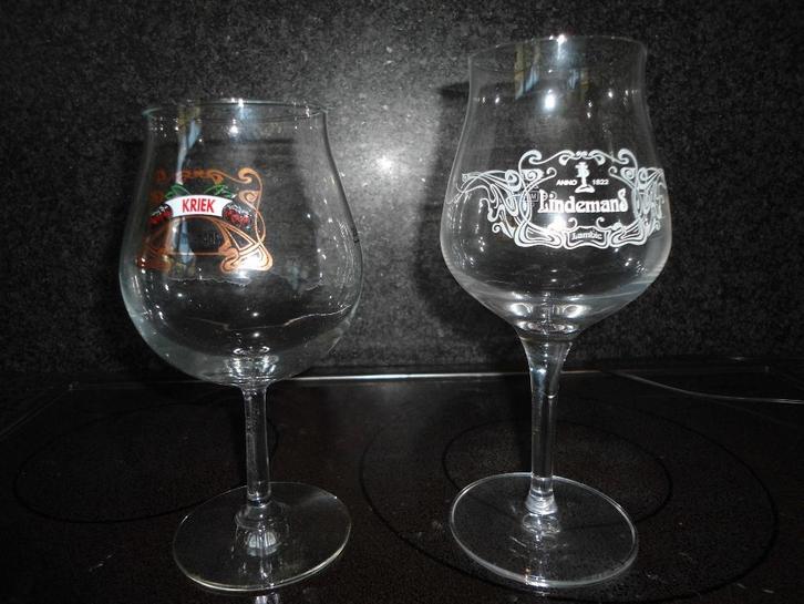 kriek bierglazen allerlei. lindemans, belle-vue, kriek max, Collections, Marques de bière, Neuf, Verre ou Verres, Enlèvement ou Envoi