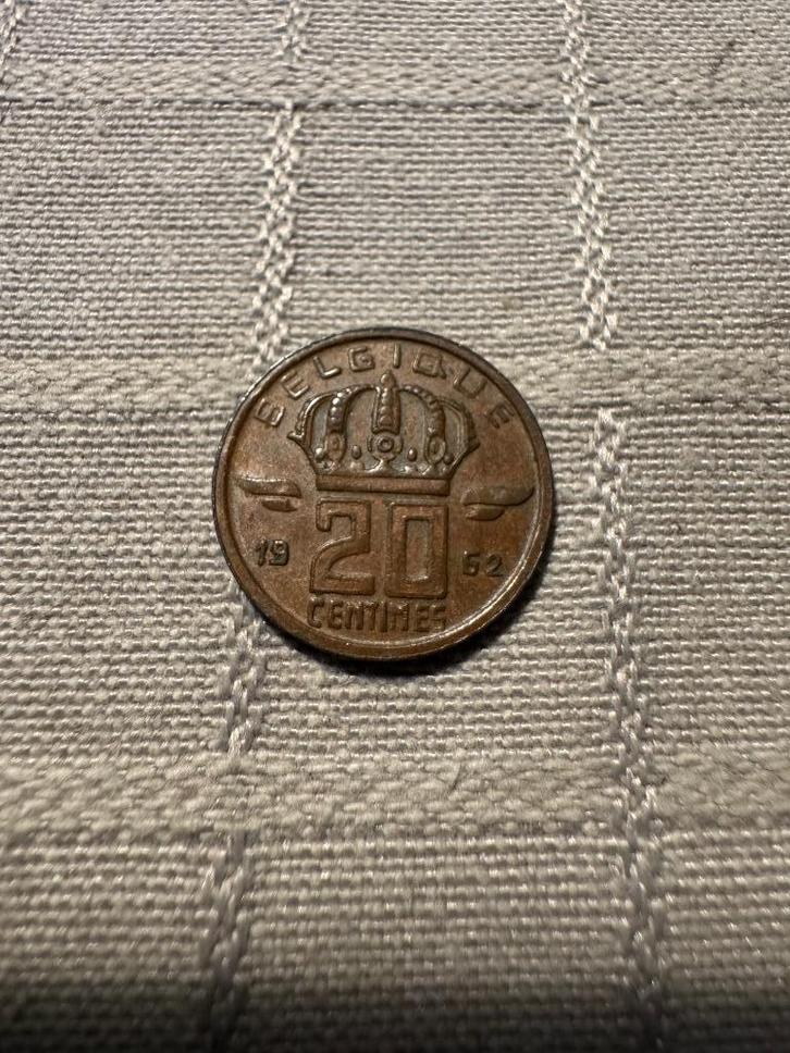 20 Centimes belge 1962 (zeldzamer jaar) (252), Postzegels en Munten, Munten | België, Losse munt, Brons, Ophalen of Verzenden