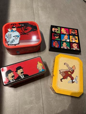 Kuifje blikken dozen (3x tin + 1x karton) beschikbaar voor biedingen