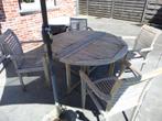 Table  jardin + chaises, Tuin en Terras, Ophalen, Gebruikt, Rond, Teakhout