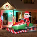 Enorme LED-Kerstman Met LED-Sneeuwscooter Autom. Opblaasbaar, Nieuw, Verzenden
