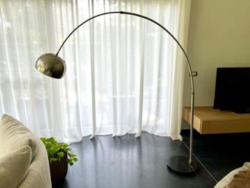 XL Booglamp Inox + marmer, Ophalen, 100 tot 150 cm, Zo goed als nieuw, Metaal