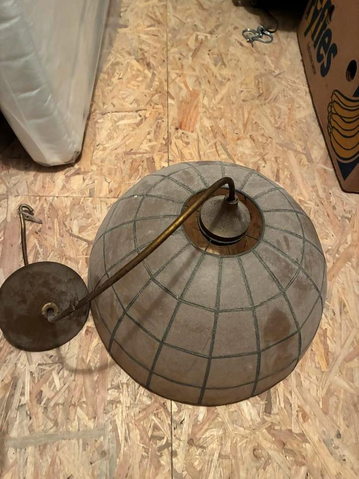 Tiffany-stijl hanglamp – mica/capiz met loodinleg, Antiek en Kunst, Antiek | Verlichting, Ophalen