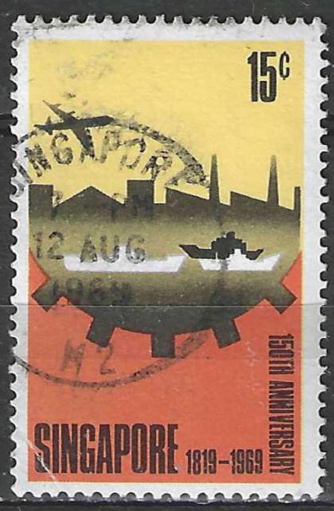 Singapore 1969 - Yvert 97 - 150 Jaar Stad Singapore (ST), Postzegels en Munten, Postzegels | Azië, Verzenden