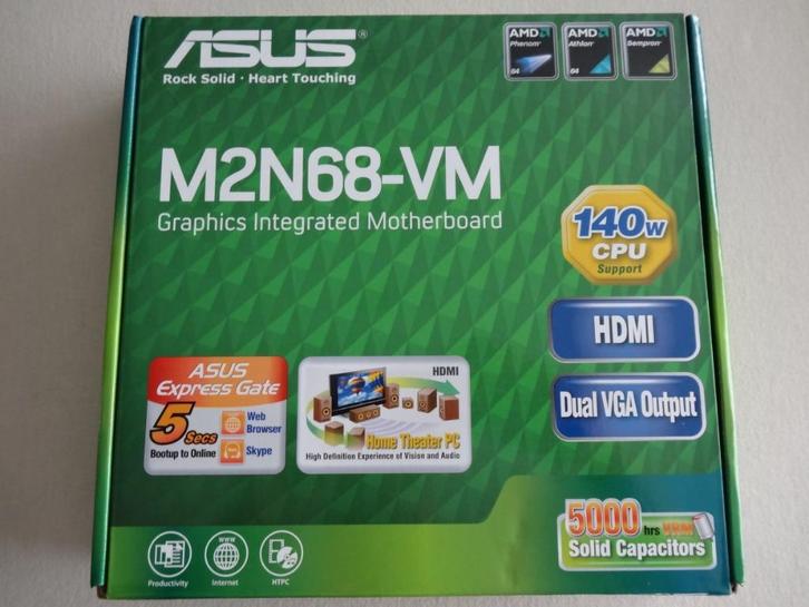 moederbord ASUS M2N68-VM socket AM2+ met NVIDIA nForce 630a, Informatique & Logiciels, Cartes mères, Comme neuf, AMD, DDR2, Enlèvement ou Envoi