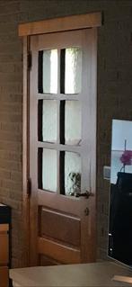 Eiken binnen deur met glas, Doe-het-zelf en Bouw, Deuren en Vliegenramen, Ophalen, Gebruikt, 80 tot 100 cm, Binnendeur