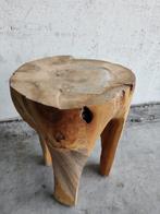 Houten kruk Nandi rond - Natuurlijke/ruige vorm - Ø35 x H40, Bois, Enlèvement, Utilisé