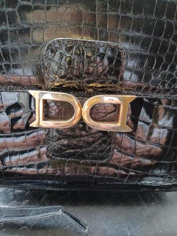 DELVAUX LE BOURGOGNE croco tas zwart met logo beschikbaar voor biedingen