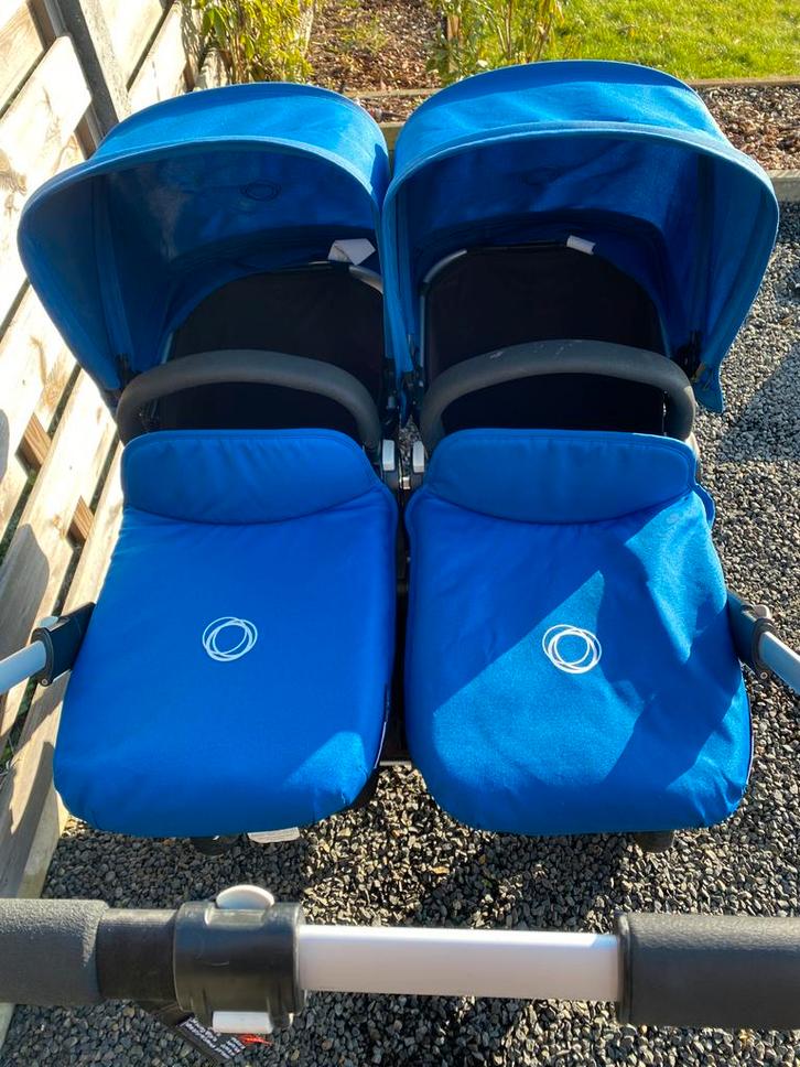 Buggy Bug-a-Boo Donkey duo blauw, Enfants & Bébés, Buggys, Utilisé, Autres marques, Modèle duo, Protection de pluie, Dossier réglable
