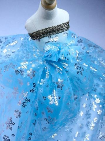 Promo! 545) 150x100cm Organza blauw sneeuwvlok groot glitter beschikbaar voor biedingen