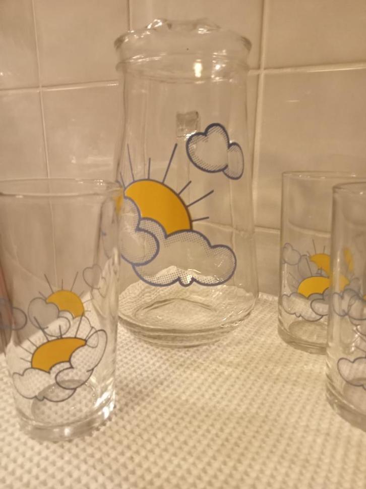 set van 6 glazen met bijpassende karaf, Verzamelen, Glas en Drinkglazen, Ophalen of Verzenden