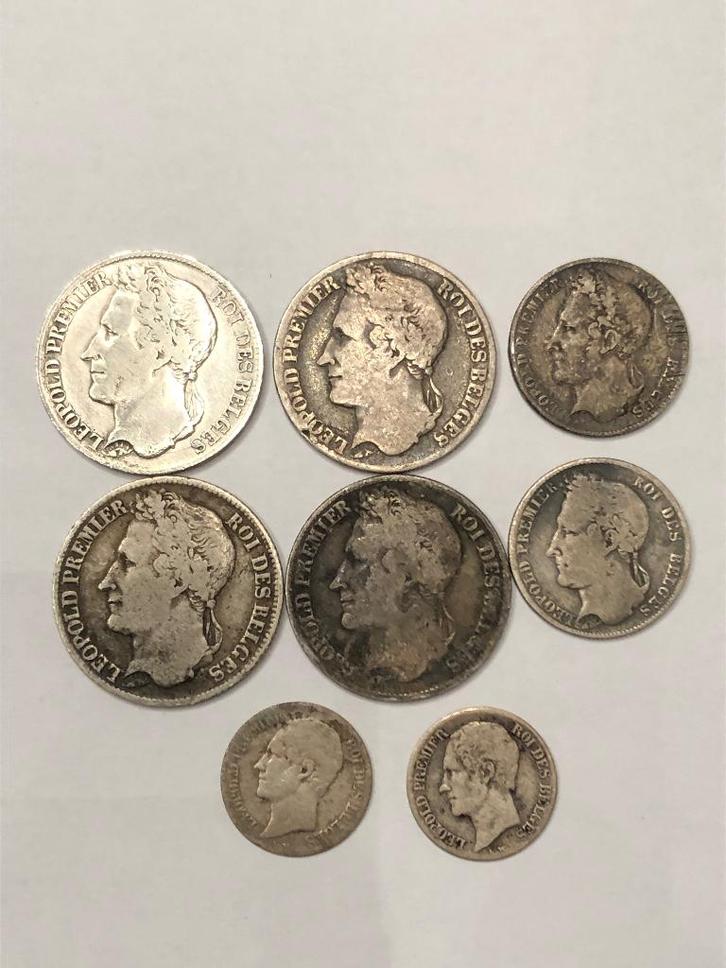 Munten zilver België lotje Leopold I totaal 8 stuks !!, Postzegels en Munten, Munten | België, Setje, Zilver, Zilver, Ophalen of Verzenden