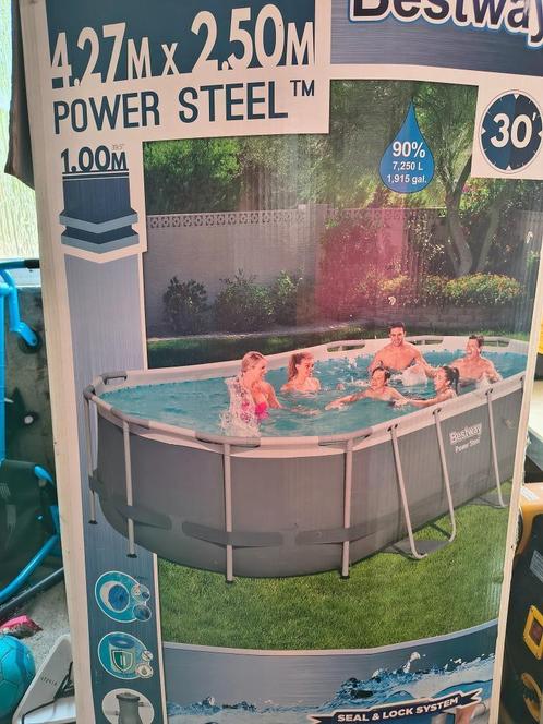 Zwembad Bestway 4,27m x 2,50m, Tuin en Terras, Zwembaden, Gebruikt, Opzetzwembad, 80 tot 120 cm, 400 cm of meer, 200 tot 300 cm