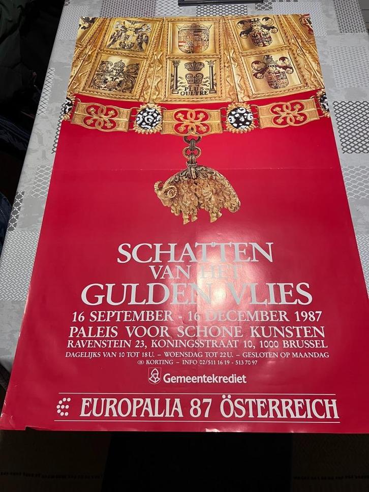 Vintage Poster Europalia 87 Osterreich , Schatten van het Gu, Verzamelen, Posters, Zo goed als nieuw, Reclame, Deurposter of groter