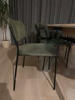 6 olijfgroene stoelen zwart metaal, Huis en Inrichting, Stoelen, Ophalen, Overige kleuren, Zo goed als nieuw, Metaal