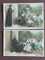 4 oude fantasiekaarten.  Pastoor met kinderen, Verzamelen, Ophalen of Verzenden, Kinderen