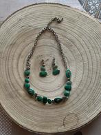 Ensemble collier et boucle d'oreille menthe, Bijoux, Sacs & Beauté, Colliers, Enlèvement, Comme neuf, Vert, Autres matériaux