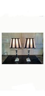 Lampe de table élégante - abat-jour rayé noir/blanc, Enlèvement, Noir, Rectangulaire, 25 à 50 cm