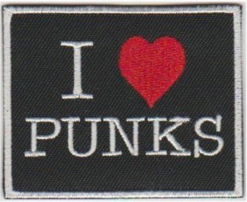 I Love Punk stoffen opstrijk patch embleem #2, Verzamelen, Muziek, Artiesten en Beroemdheden, Nieuw, Kleding, Verzenden