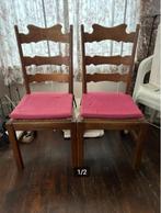 2 houten stoelen met rieten zitting, Ophalen, Gebruikt, Twee, Bruin
