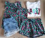 2 shorts, topje & t-shirt, C&A, maat146-152-158., C&A, Fille, Ensemble, Utilisé