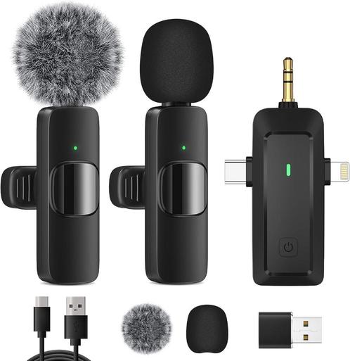 Draadloze lavalier-microfoon voor iPhone/Android-telefoon/ca, Muziek en Instrumenten, Microfoons, Nieuw, Overige typen, Draadloos