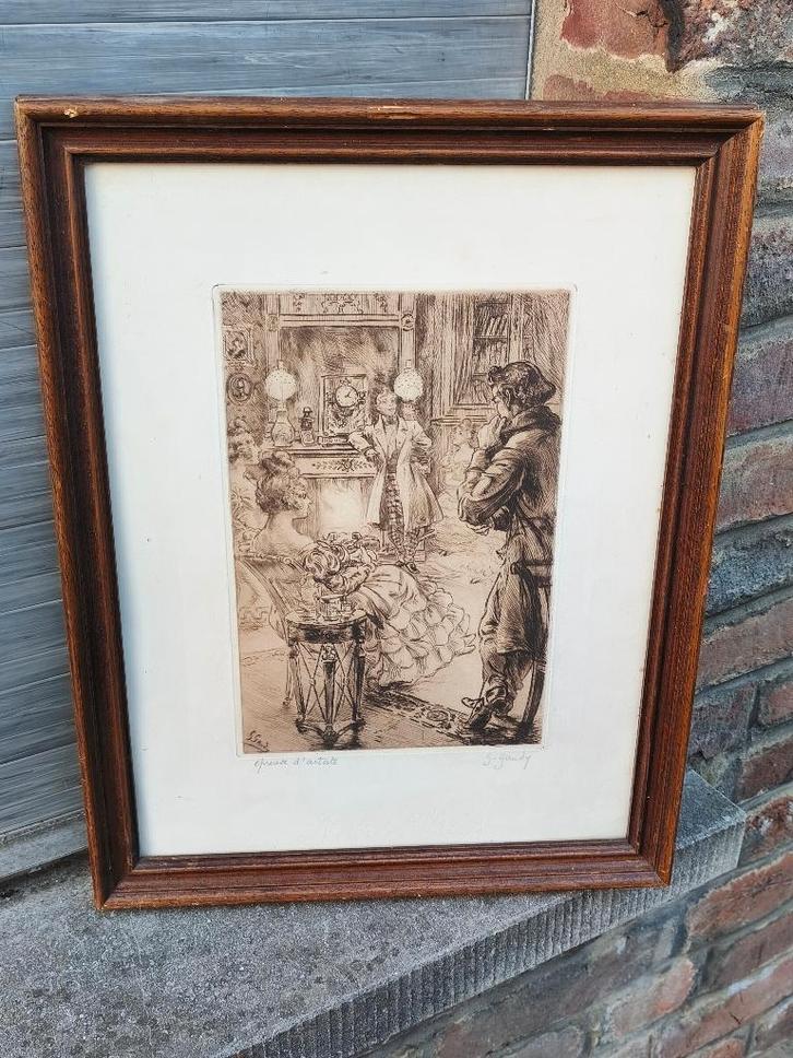 Eau forte épreuve d artiste signe g gaudy, Antiquités & Art, Art | Eaux-fortes & Gravures, Enlèvement ou Envoi