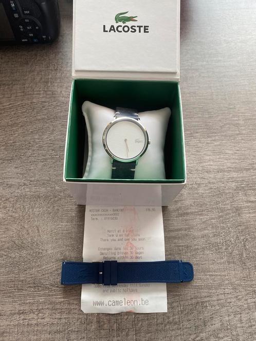Montre Lacoste bracelet cuir ou silicone, Handtassen en Accessoires, Horloges | Heren, Zo goed als nieuw, Leer, Ophalen
