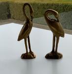 Koppel reigers in koper hoogte 10cm en 9cm, Antiek en Kunst, Ophalen